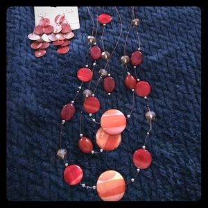 Orange Necklace and Earrings